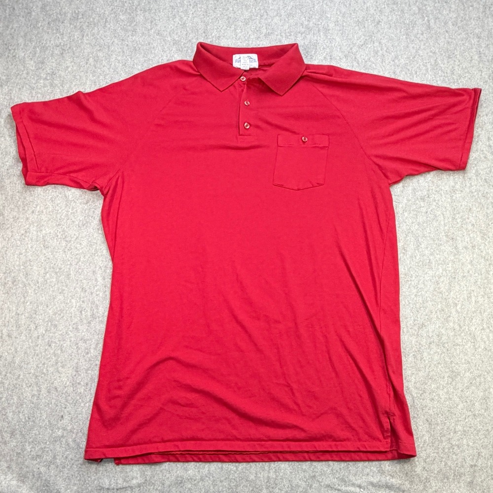 Vintage Eagle Crest Polo Shirt Mens XL Red Preppy Dadcore Academia Single Stitch